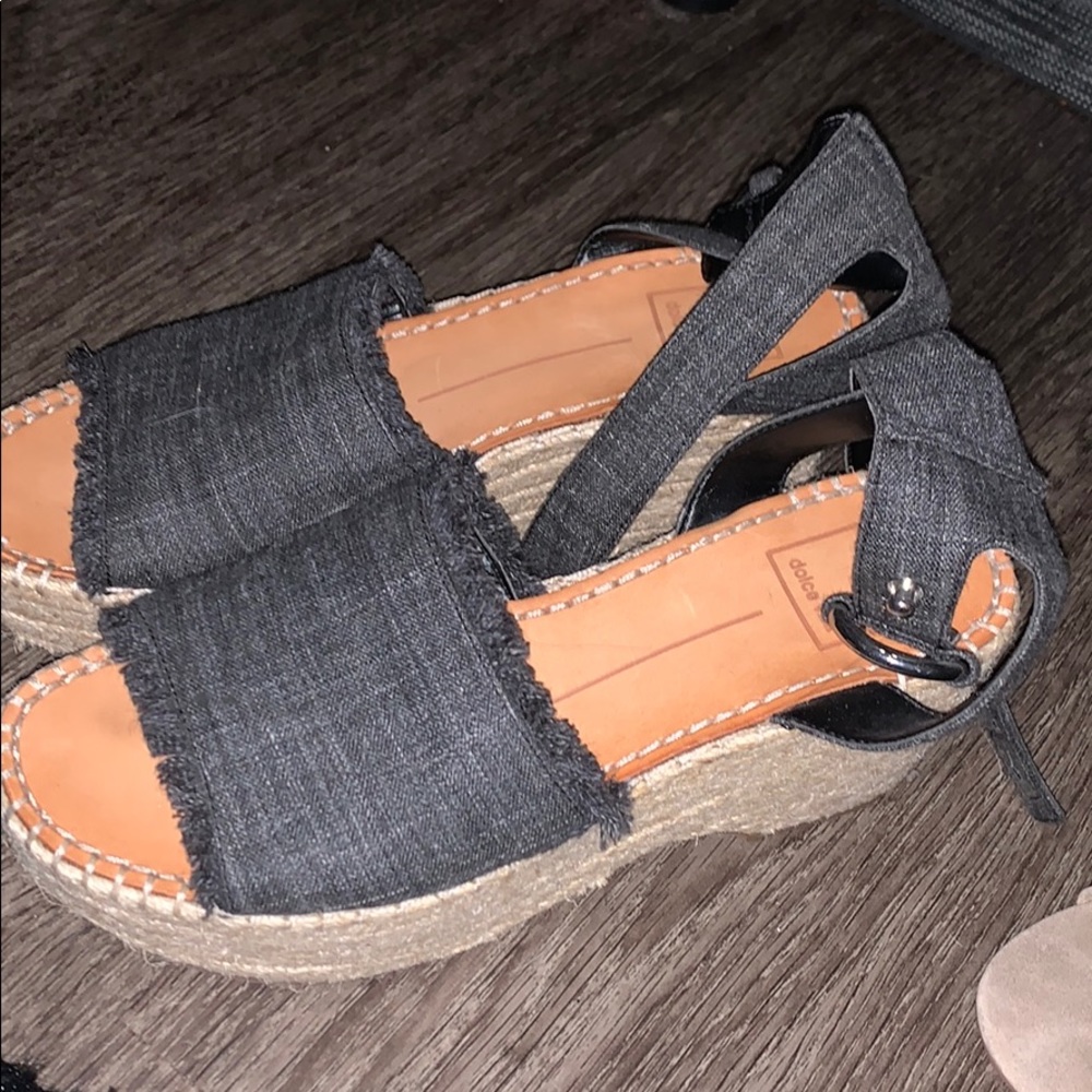 Blue denim platform espadrille
